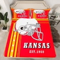 thumbnail image 2 of Erosebridal American Football Sheet Set Rugby Decor Sports Game Bed Sheets Set Full, American Football City Sheets Red Yellow White Stars Stripes Top Fitted Sheet 4Pcs (Kansas), 2 of 5