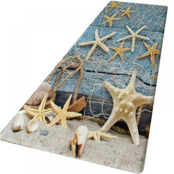 Flannel Runner Rug, 3D Printed Thickened Area Rug , Non Slip Backing Soft Door Mat Carpet for Kitchent, Bathroom, Indoor Entrance, Laundry Room (Seastar,60*180cm)