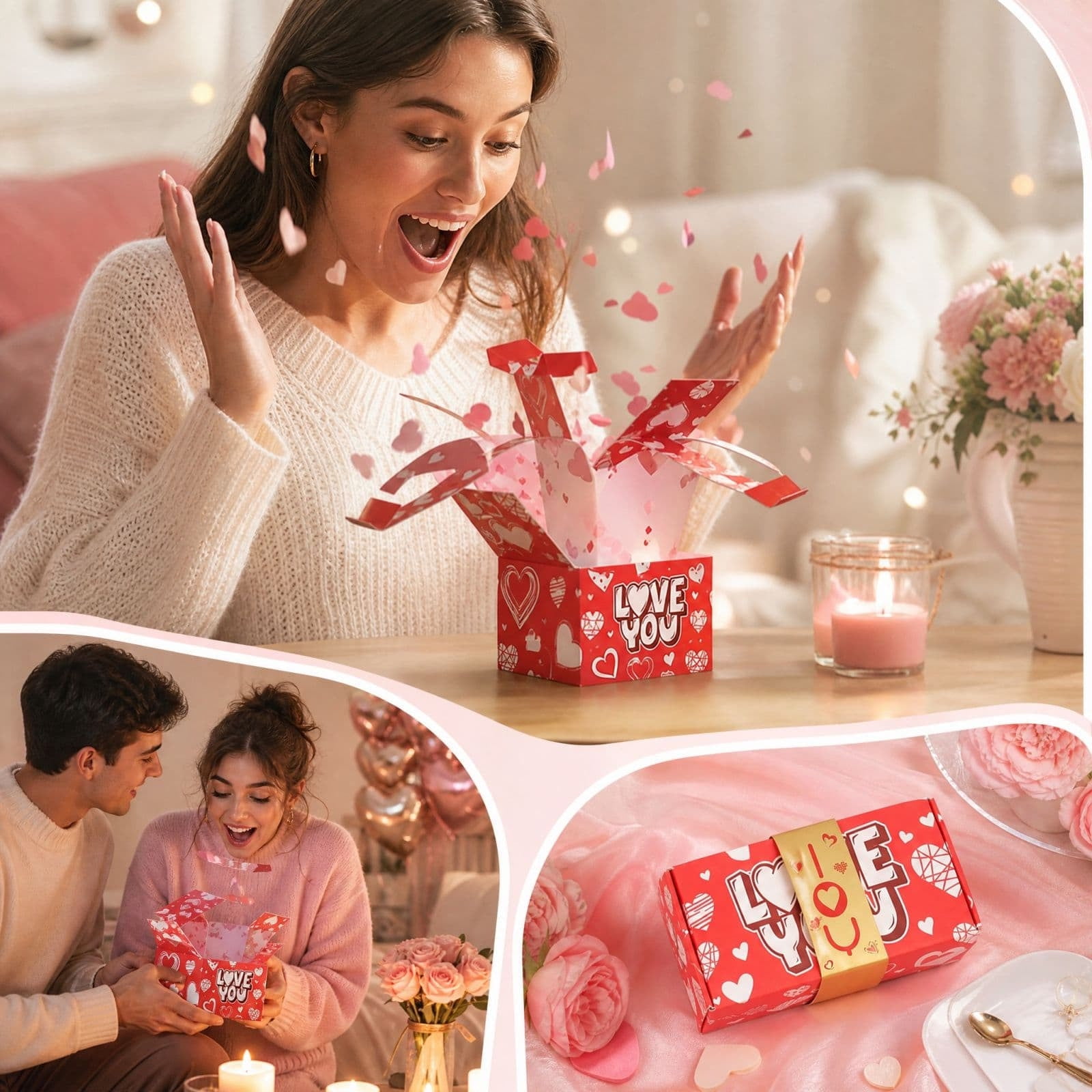 Surprise Explosion Gift Box Interactive Decorative Gift Container For Holiday Romantic Celebration Present Giving