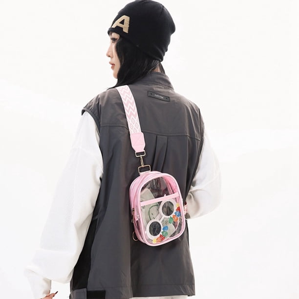 Riñonera transparente Summercome, bolso bandolera portátil, apto para estadios, resistente, para hombre y mujer, con correa ajustable (rosa)