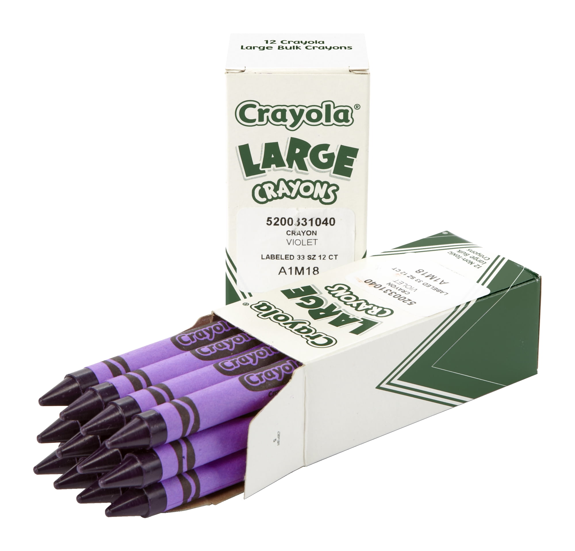 Crayola Large Non-Toxic Single-Color Crayon Refill, 7/16 X 4 in, Violet, Pack of 12