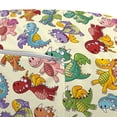 thumbnail image 3 of Cartoon Pouf Cover with Zipper, Loving Dangerous Happy Dinasours in Rainbow Colored Print, Soft Decorative Fabric Unstuffed Case, 30" W X 17.3" L, Multicolor, by Ambesonne, 3 of 5