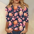 thumbnail image 2 of lcziwo Spring Savings Women's Happy Easter Shirt 3/4 Sleeve Funny Tops Rabbit Graphic Colored Eggs Print Tee Shirts 2025 Cotton Pullover Vacation Outfits Multicolor L, 2 of 6