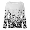 thumbnail image 5 of IROINNID Deals Ladies Long Sleeve T Shirts Crewneck Floral Flower Print Pullover Tops Blouse,White, 5 of 5