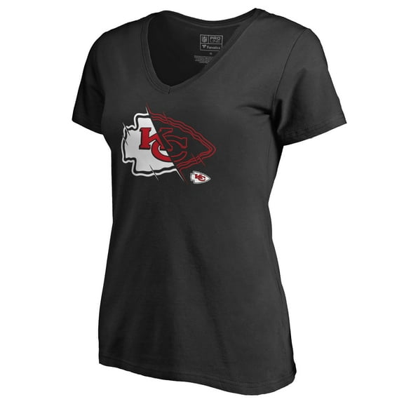 Women's Black Kansas City Chiefs X-Ray Slim Fit V-Neck T-Shirt
