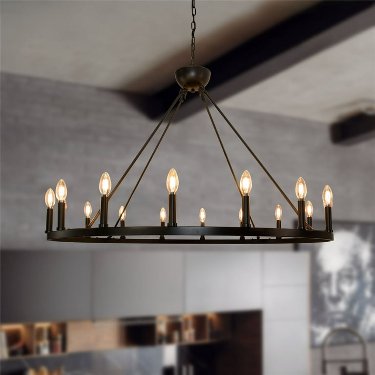 Canyon home light chandelier wagon wheel black steel deals frame