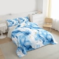 thumbnail image 3 of Homewish Chic Abstract Marble Bedding Comforter Set, Modern Marbling Ombre Twin Comforter Sets, White Blue Artwork Stripes Reversible Bedding Set, Luxury Bedroom Decor, 2 Pieces, 3 of 8