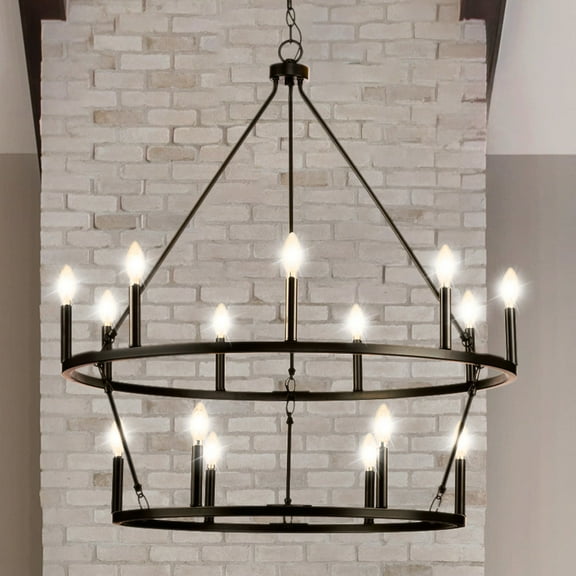Luxury Modern Farmhouse Chandelier, Matte Black, UHP4590