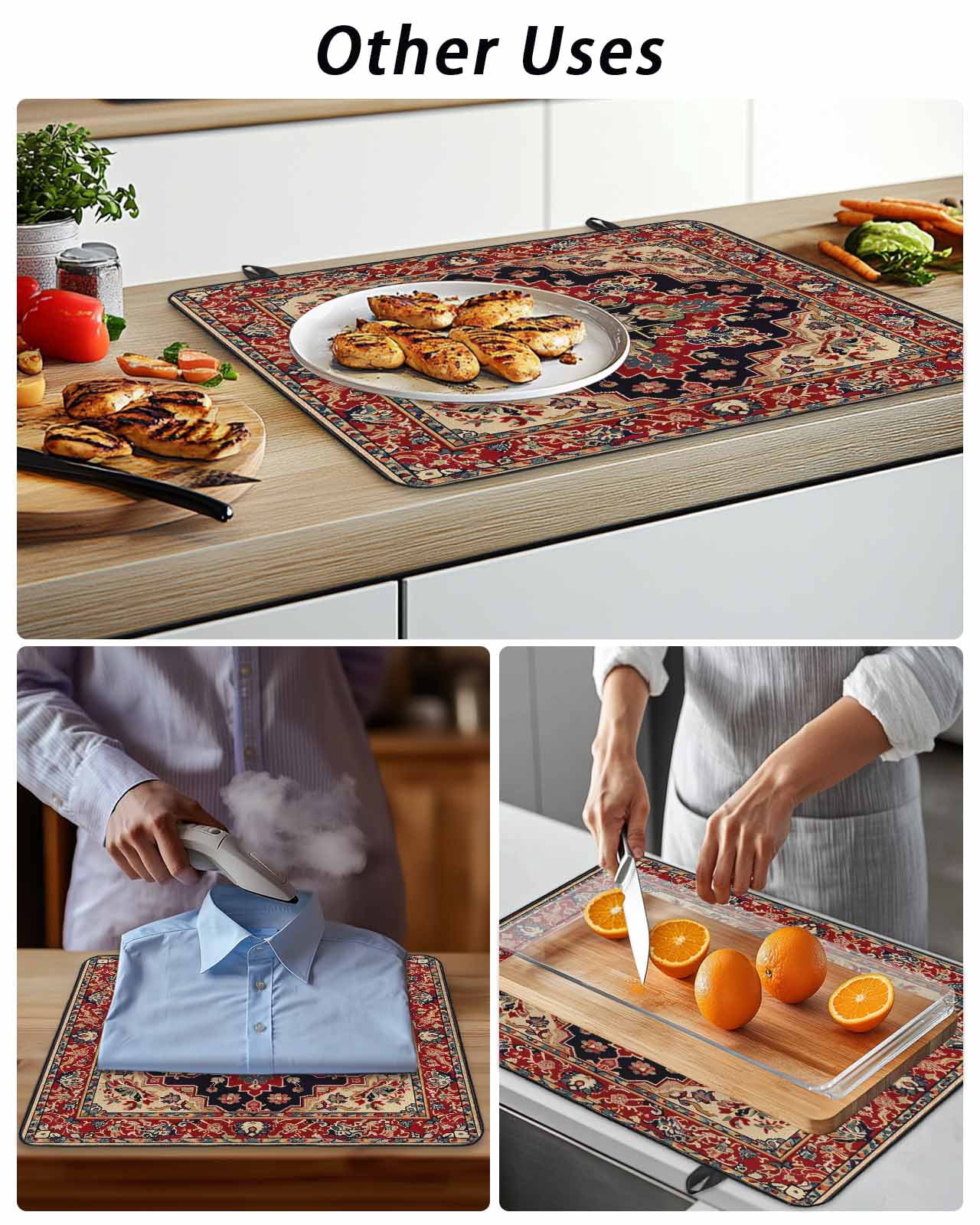 Stove Top Covers for Electric Stove, Red Boho Glass Stovetop Cover Protector, Contemporary Abstract Ethnic Retro Geometric Induction Cooktop Protector Oven Mat for Kitchen Countertop 24"x21"
