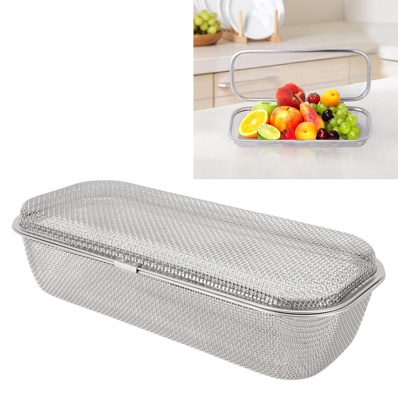 LAZIOEGR 304 Stainless Steel Dishwasher Utensil Basket – Compact Mesh Holder for Spoons, Chopsticks & Forks, 4.5"x10.4"x3.0" – Durable, Space‑Saving, Dishwasher Safe