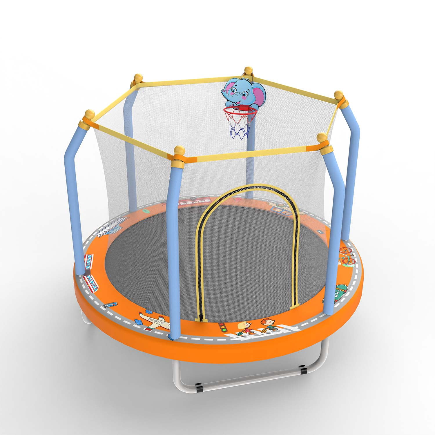 Mini Trampoline for Kids with Safety Enclosure Net, 55" Toddler Trampoline with No-Gap Safe Design, Segmart Recreational Trampolines for Birthday Gifts, Rebounder Trampoline with Ocean Balls