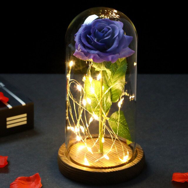 Lámpara de amor romántica LED Rosa eterna, lámina de oro de 24K, guirnalda de flores, luces nocturnas en cúpula para Navidad, regalo del Día de San Valentín