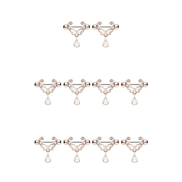 Qarigey Anillo para pezones Piercings falsos de moda Adorno para el cuerpo Accesorios decorativos duraderos Joyas para pedantes para vestir Oro Oro rosa 5piezas