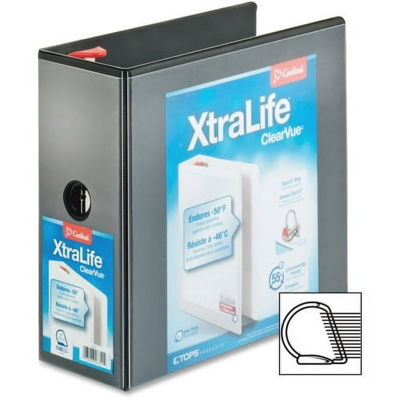 Cardinal Xtralife ClearVue Locking Slant-D Binders 5" Binder Capacity - Letter - 8 1/2" x 11" Sheet Size - 1100 Sheet Capacity - 4 3/8" Spine Width - 3 x D-Ring Fastener(s) - 2 Inside Front & Back Poc