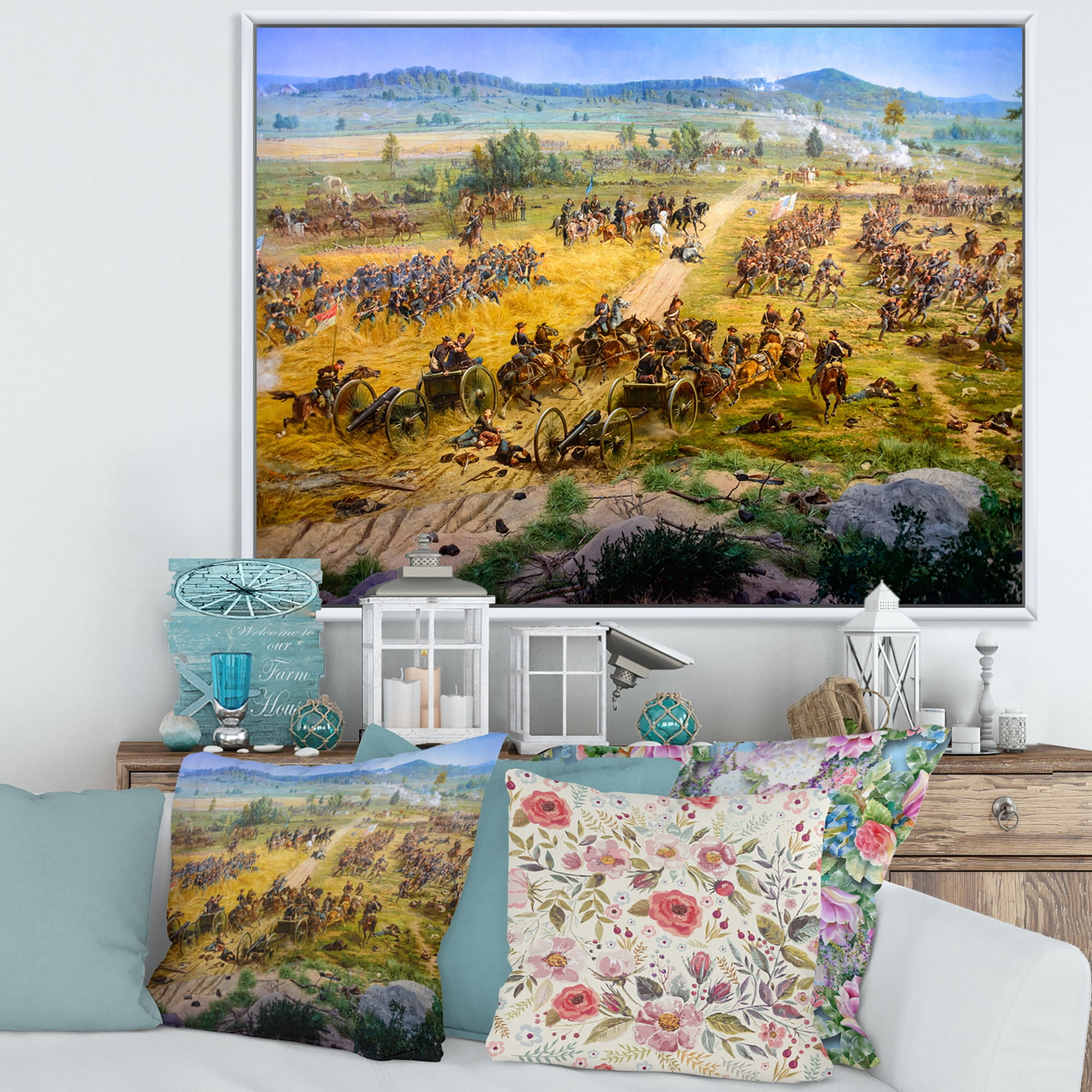 Designart 'Historical Gettysburg National Military Park' Vintage Framed Canvas Wall Art Print