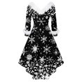 thumbnail image 5 of Christmas Dresses for Women Christmas Party Printed Dresses For Women Vintage Christmas Midi Dress Casual Dresses Cocktail Dress Party Festive Dresses for Christmas Celebration,Black,L, 5 of 5
