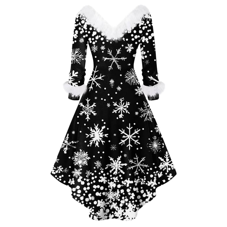 Christmas Dresses for Women Christmas Party Printed Dresses For Women  Vintage Christmas Midi Dress Casual Dresses Cocktail Dress Party Festive  Dresses ...