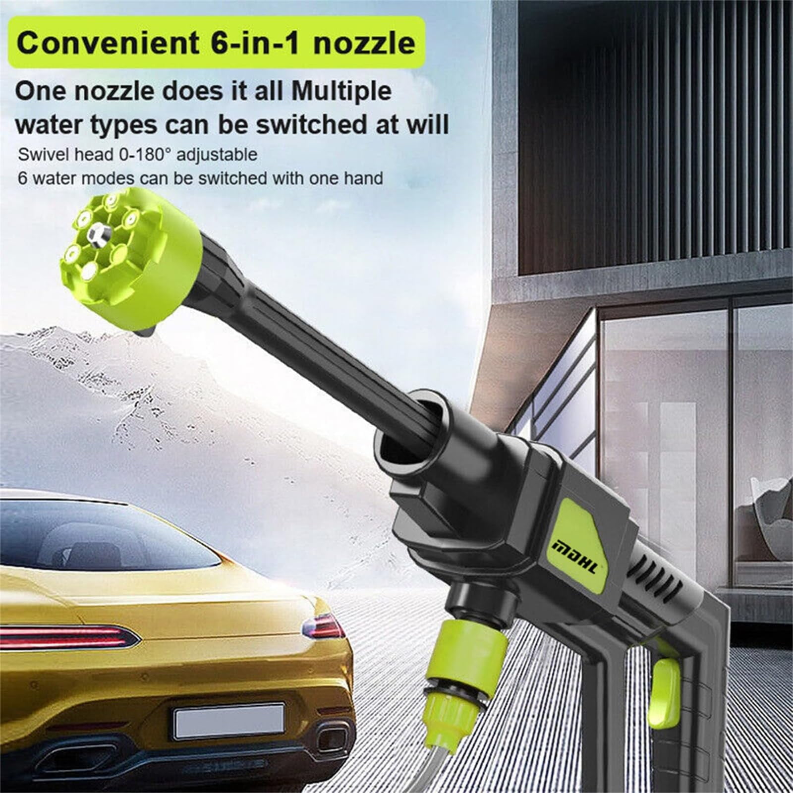 24V Cordless High Pressure Washer,Portable Power Washer with Rechargeable Battery 6-in-1 Nozzle,Handheld High-Pressure Car Washer Gun,2 Batteries,12M Long Range,Suitable for Car Washing
