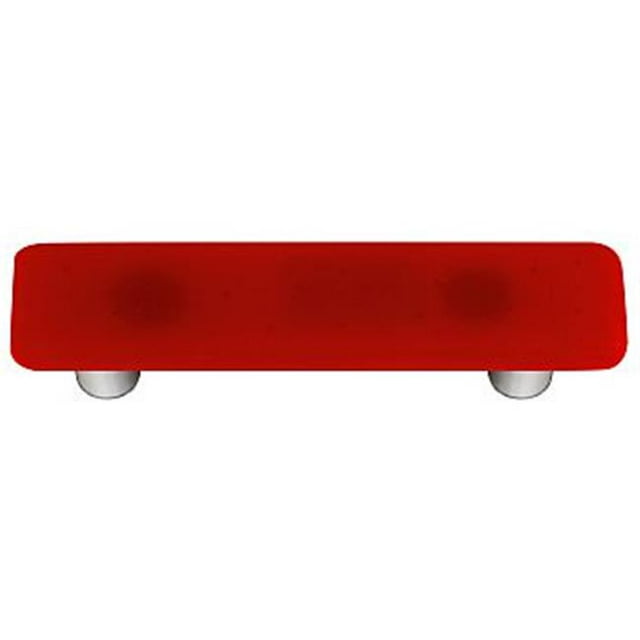Hot Knobs HK1004-PA Red Rectangle Glass Cabinet Pull - Aluminum Post