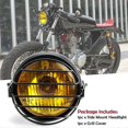 thumbnail image 4 of Retro Vintage Motorcycle Universal Side Mount 35w 6.5 Inch Amber Headlight Cafe With Grille, 4 of 5