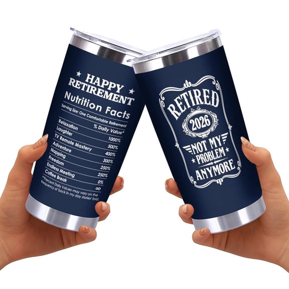Retirement Gifts for Men 2026 - Retired Not My Problem Anymore - Retirement Tumbler for Him, Father, Husband - Retired Gifts for Men, Navy Tumbler 20oz, Coworker Leaving, Christmas Gifts
