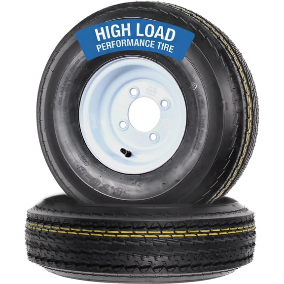 eCustomrim 2-Pack Trailer Tire On Rim 570-8 5.70-8 8 in. Load Range C 4 Lug White Wheel