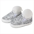 thumbnail image 3 of Quealent Baby Girls Boys Canvas Shoes Soft Sole Toddler Slip On Crib Moccasins Casual Sneaker Austin Boy's Flat Lazy Loafers First Walkers Skate Shoe Silver for Size 5.5, 3 of 6