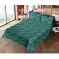 thumbnail image 4 of Ambesonne Tropical Fitted & Flat Sheet with Sham 3 Pcs Set, Jungle Vibe Leaves Exotics, Twin, Black White and Fern Green, 4 of 5