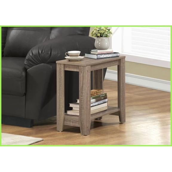 Sturdy Dark Taupe Wood-Look Coffee Table for Living Room & Bedroom, Two-Tier Accent Table with Ample Space
