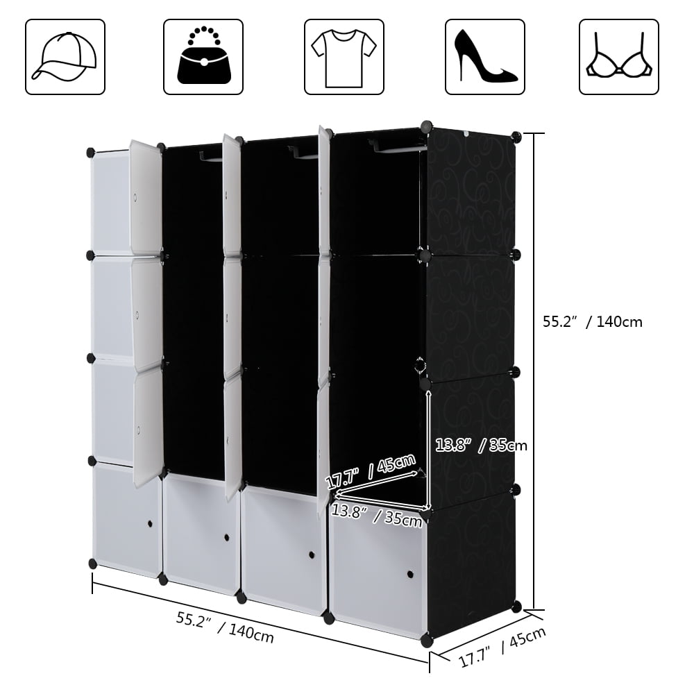 Private Jungle 14"x18" Depth 16 Cubes Organizer Shelves Clothes Dresser Closet Storage Organizer Cabinet Shelving Bookshelf Toy Organizer