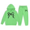 thumbnail image 2 of Angala 2 Piece Outfits For Girls Hooded Long Sleeve Bowknot Print Sweatshirt With Jogger Pants Set Girls Autumn Daily Wear Clothes, 2 of 3
