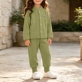 thumbnail image 6 of WAVSUF Girls Fall Fleece Sets 2 Piece, Long Sleeve Zipper Sweatshirts and Joggers Winter Warm Casual Outfits Green 2, 6 of 7
