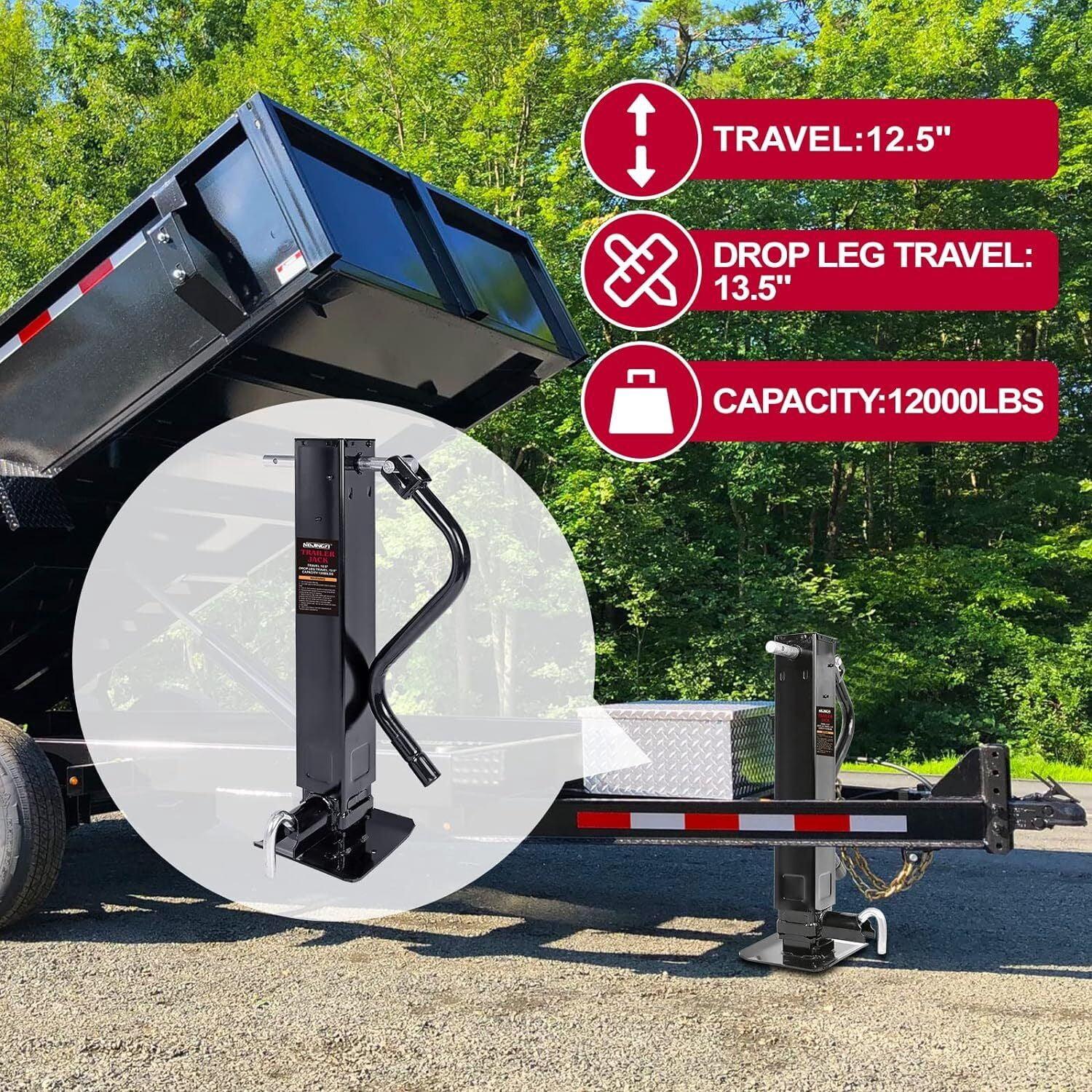 YEOPGYEON Heavy-Duty 12000lbs Capacity Trailer Jack Welded-on Trailer Tongue Jack Height Adjustable