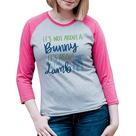 7 ate 9 Apparel Women s Happy Easter Shirts – It s About The Lamb Pink Shirt Large