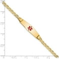 thumbnail image 3 of 14K Yellow Gold Medical Semi-Solid Soft Diamond Shape Red Enamel Anchor Id Bracelet (7 X 7.5) Made In United States xm558cc-7, 3 of 5