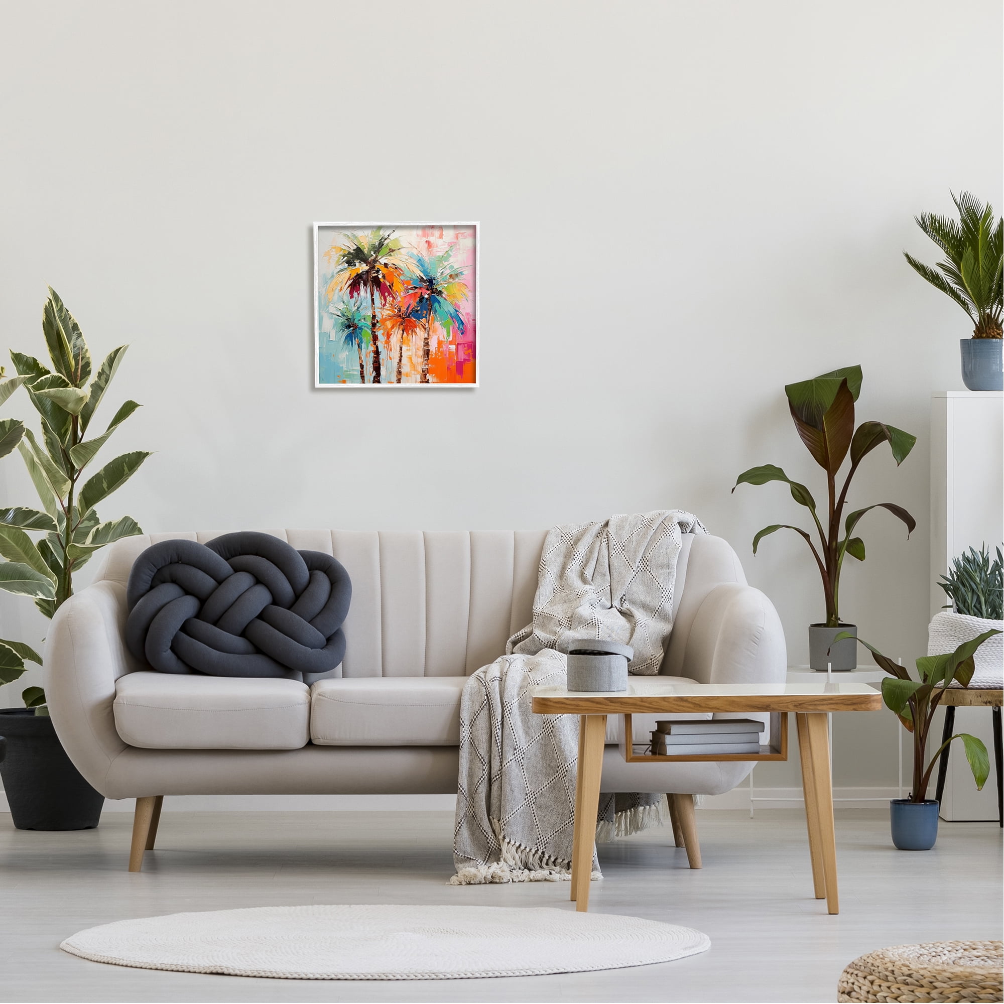 Stupell Industries Abstract Palm Tree Painting Botanical & Floral Painting White Framed Art Print Wall Art, 17 x 17
