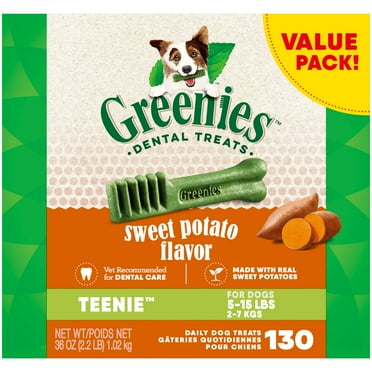 Greenies Teenie Natural Dog Dental Treats, Sweet Potato Flavor, 36 Oz Pack (130 Treats)