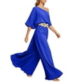 thumbnail image 4 of PBFRDSJ Women's Casual Off Shoulder Lantern Long Sleeve High Waist Wide Leg Jumpsuit With Braided Belt for Daily Vacation Party, 4 of 6