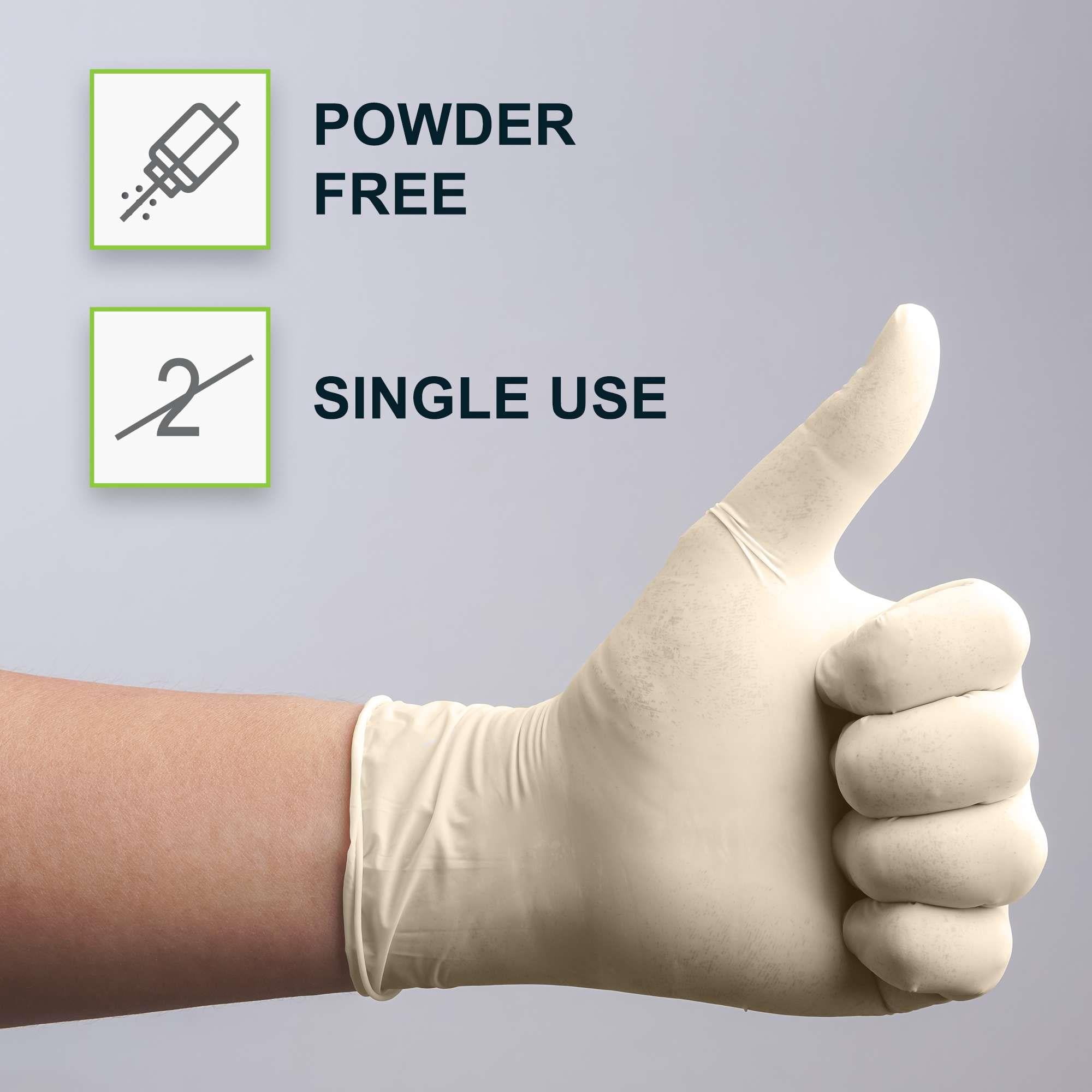 FifthPulse Medical Examination Latex Gloves - Extra Thick 4.5 Mil, Powder Free Disposable Gloves - 50 Count - Large - Natural