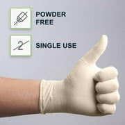 FifthPulse Medical Examination Latex Gloves - Extra Thick 4.5 Mil, Powder Free Disposable Gloves - 50 Count - XS - Natural