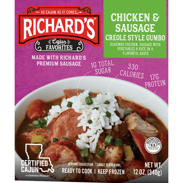 Richard's Cajun Favorites Chicken & Sausage Gumbo Bowl, 12 oz (Frozen