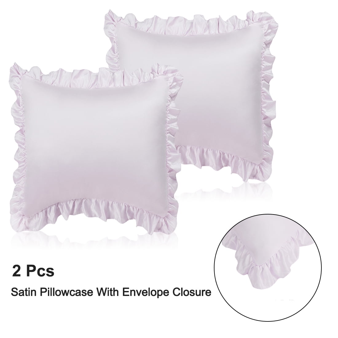 Set Of 2 Satin Pillowcase Pillow Shams Oxford Pillowcases With Ruffled