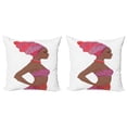 thumbnail image 1 of Ambesonne African Throw Pillow Cover 2 Pack, Zulu Woman Bandage Dress, 18", Dark Coral Chocolate, 1 of 2