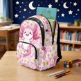 thumbnail image 3 of Yuyamidu Pink Axolotl Daisy Backpack Set for Girls Ages 6-12 4Pcs 17 Inch Kids Schoolbag with Lunch Bag Pencil Case Water Bottle Bag for Elementary School Travel Daypack, 3 of 7