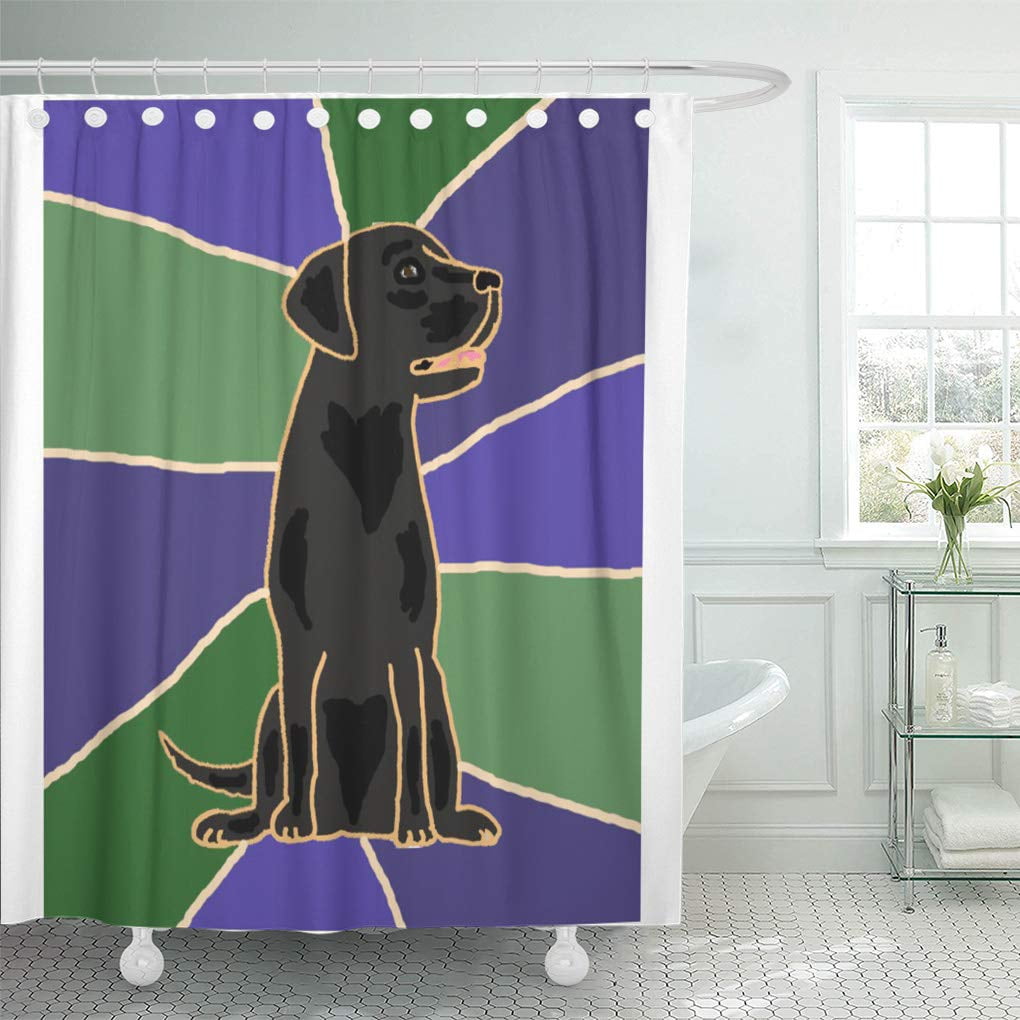 SUTTOM Dogs Awesome Black Labrador Retriever Pets Abstract Fun Shower Curtain 66x72 inch