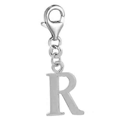 Dangling Letter R Clip on Pendant Charm for Bracelet or Necklace
