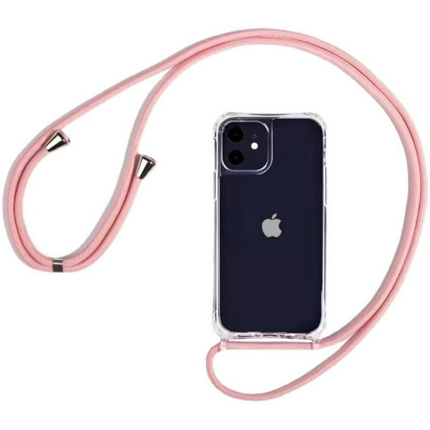 Funda dura transparente con cordón de collar cruzado para iPhone, cubierta suave transparente para iPhone 14 13 12 MiNi 11 Pro Max XS XR X 8 7 Plus SE 3 Fivean unisex