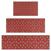 Red Christmas Tree Pattern Kitchen Rugs Sets Of 3,Kitchen Runner Rugs Non Skid Washable,Decorative Kitchen Floor Mats for Kitchen,Sink,Laundry,17"x30"  17"x47"   17"x59"