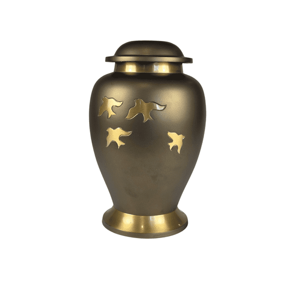 Cresta Modern Cremation Urn - Large Adult Ashes Urn Durable Alumimium - Funeral Urn Secure Lid Elegant Memorial Urn with Black Velvet Bag Brown