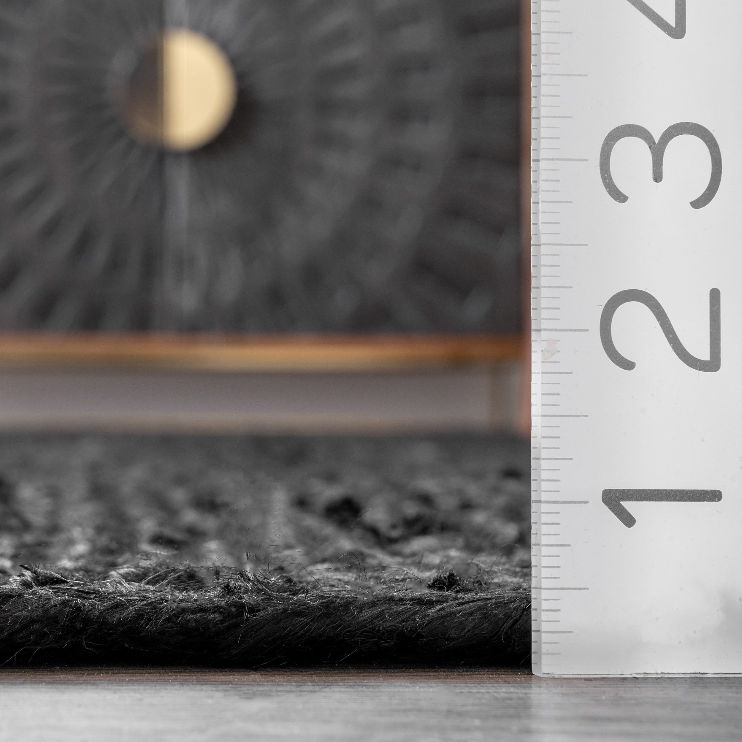 nuLOOM Rigo Hand Woven Farmhouse Jute Area Rug, 3' x 5', Black